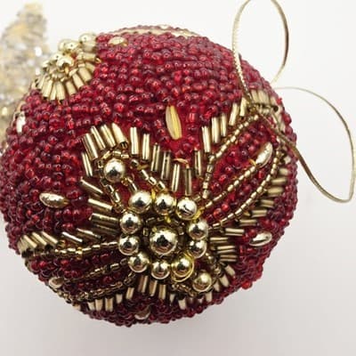 Beaded Sequin Star and Ball w/ Cross Design Christmas Ornament Sparkle Lot of 2 - Thumbnail 5