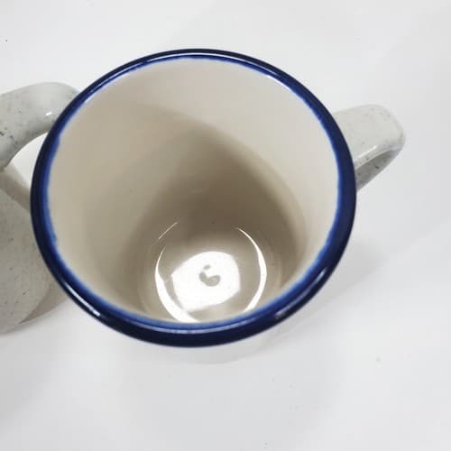 Vintage Syracuse China Stoneware Cobalt Rim Coffee Mug Speckle Blue #10H - Thumbnail 2