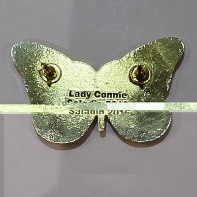 Lady Connie Saladin 2016 Gold Tone Pink Purple Enamel Butterfly Lapel Tack Pin - Thumbnail 4
