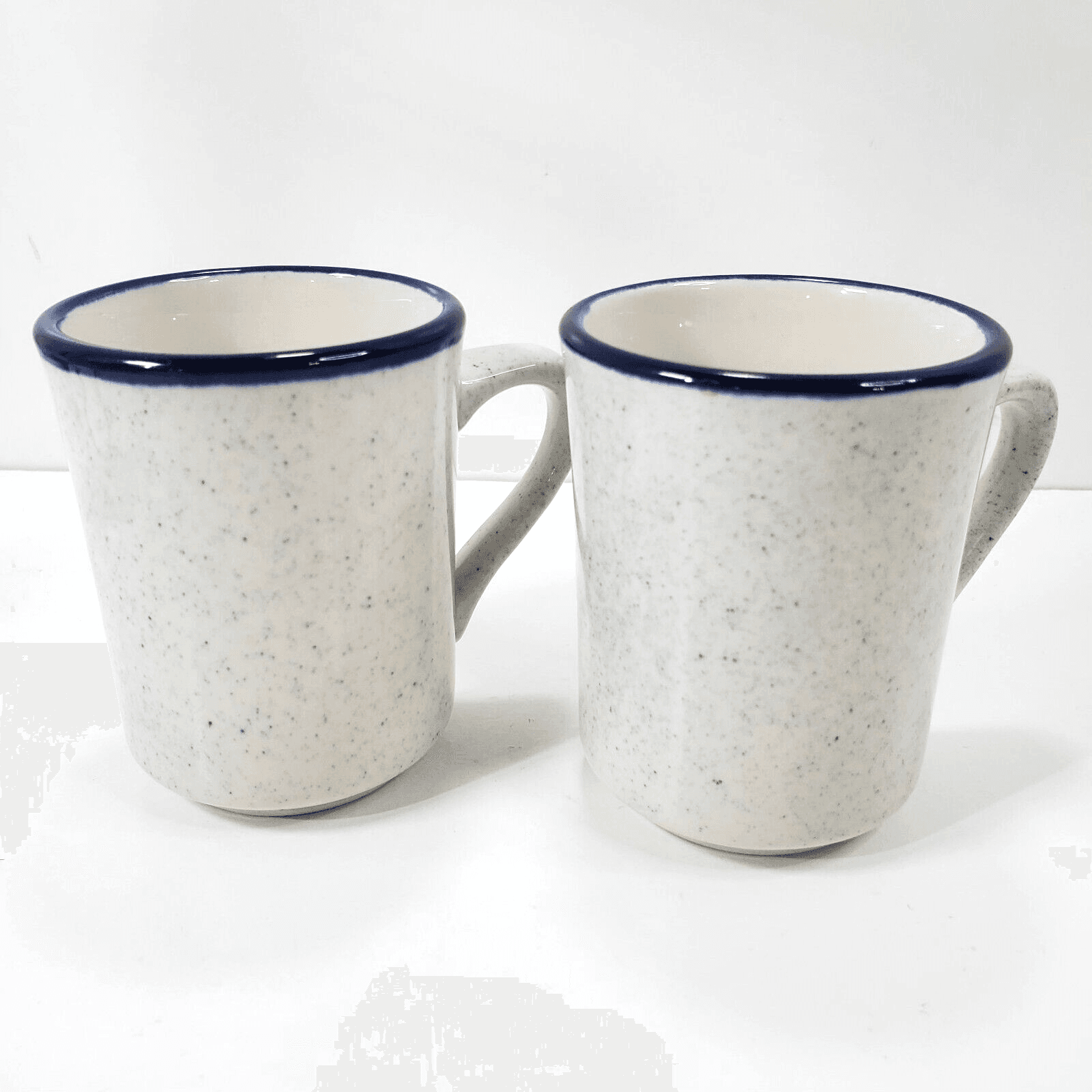 Vintage Syracuse China Stoneware Cobalt Rim Coffee Mug Speckle Blue #10H