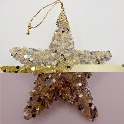 Beaded Sequin Star and Ball w/ Cross Design Christmas Ornament Sparkle Lot of 2 - Thumbnail 6