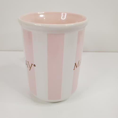 Vintage Mary Kay Pink And White Striped Collectible Coffee Tea Mug Cup - Thumbnail 2