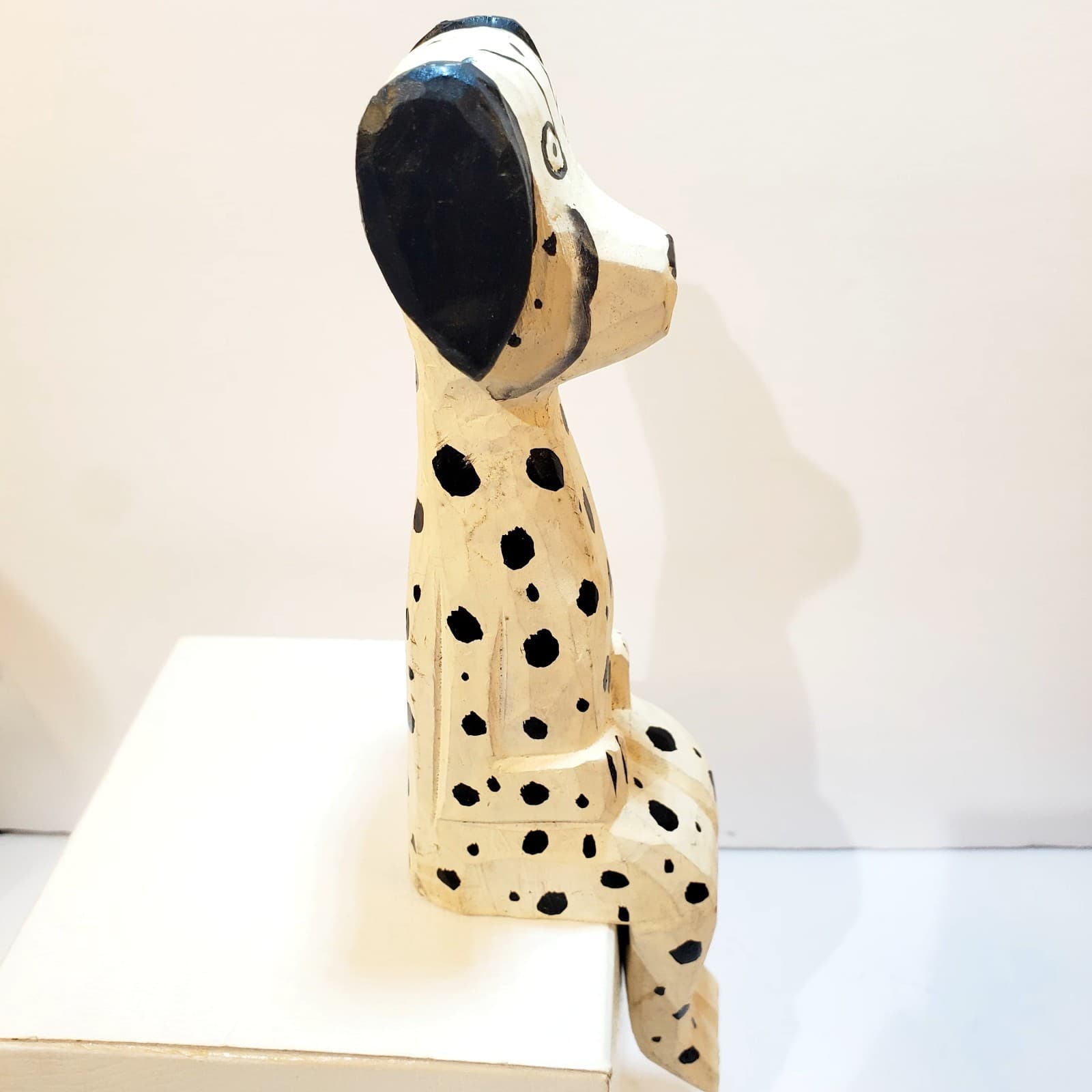 Vtg Hand Carved 8" Wood Shelf Sitter Dalmatian Dog Folk Art Cottagecore Decor - Thumbnail 5