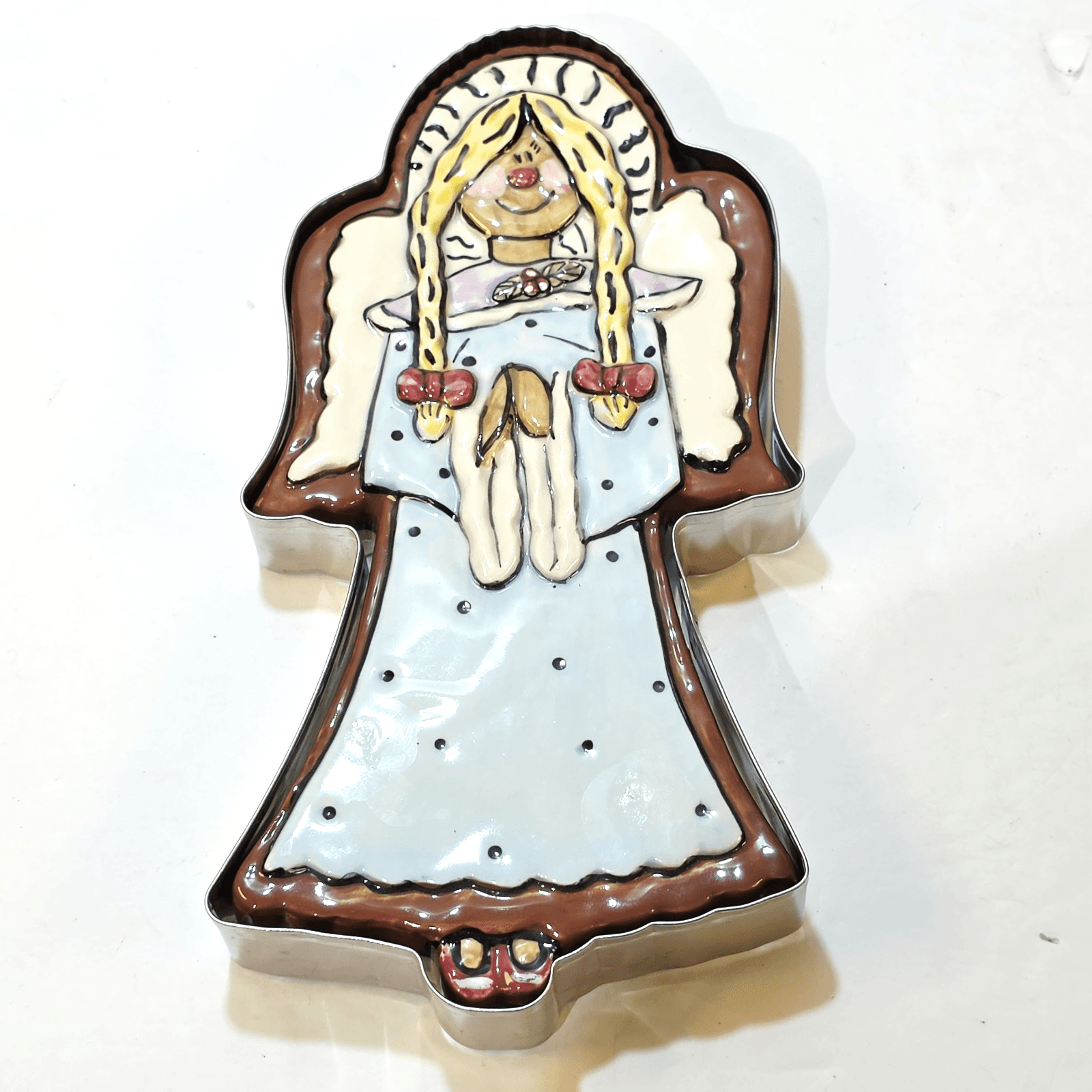 Vtg 2003 Blue Sky Claywork’s Angel Cookie Cutter and Stamp By Heather Goldminc