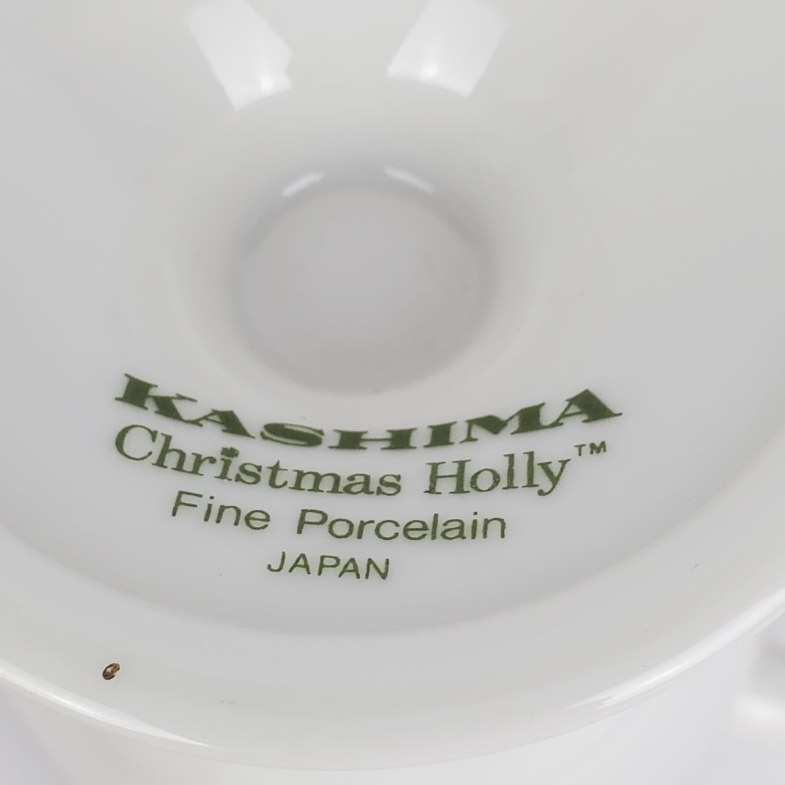 Vtg Kashima CHRISTMAS HOLLY 9oz Pedestal Mug Japan White Gold Porcelain Lot of 3 - Thumbnail 7