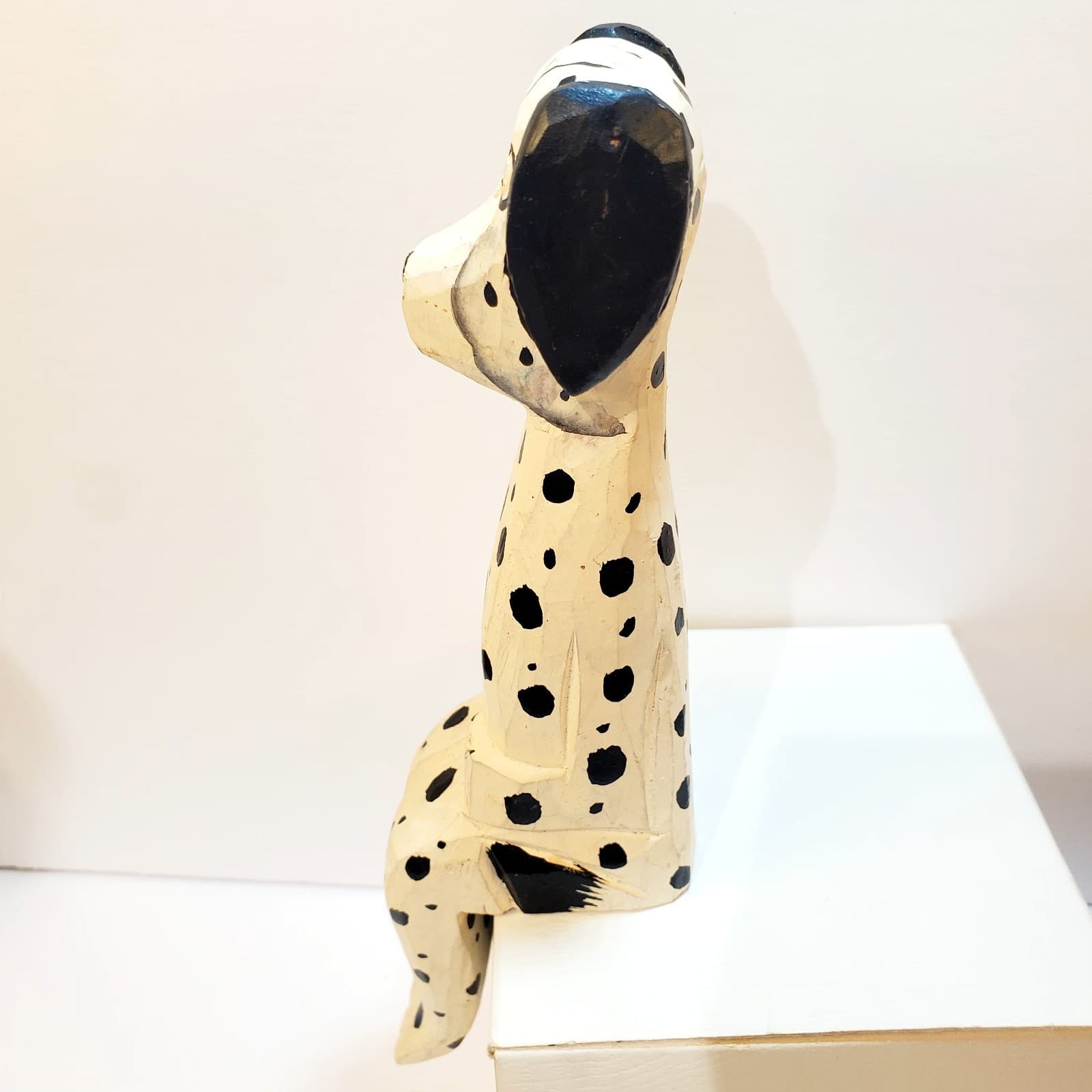 Vtg Hand Carved 8" Wood Shelf Sitter Dalmatian Dog Folk Art Cottagecore Decor - Thumbnail 2