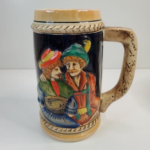 Vintage KMP Beer Stein Mug, Arnart Creations Woman, Man & Castle Makers Mark