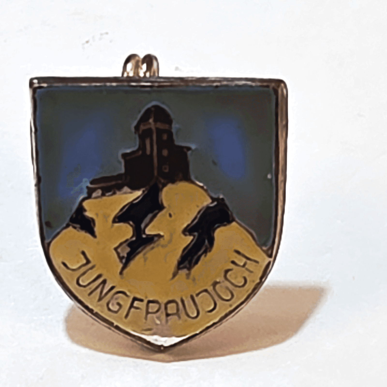 Vintage Jungfraujoch Top of Europe Enamel Lapel Pin Ski Skiing Swiss Mountain