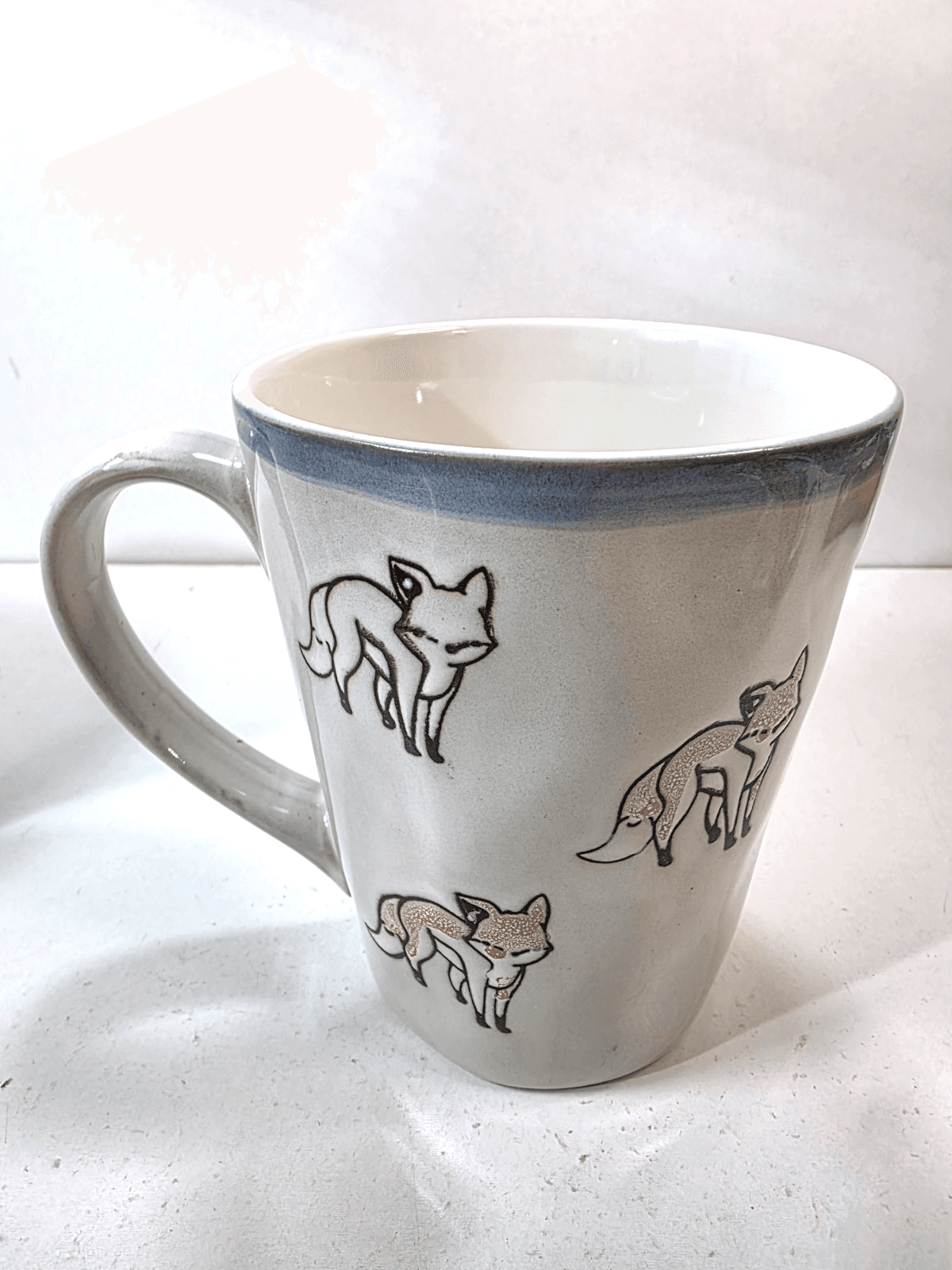 Prima Design Embossed Orange FOX Blue Trim Ceramic Coffee Tea MUG Cup - Thumbnail 4