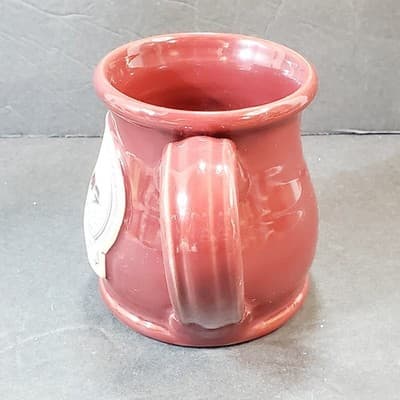 Hard Work U College of the Ozarks Deneen Pottery Mug Hand Thrown Glazed Burgundy - Thumbnail 5