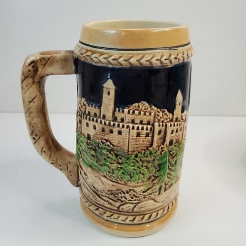 Vintage KMP Beer Stein Mug, Arnart Creations Woman, Man & Castle Makers Mark - Thumbnail 3