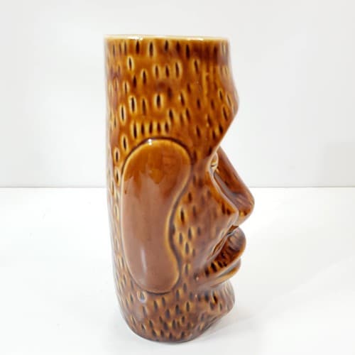 Vintage Shonfeld's Tiki Mug Tumbler Cup Glazed Ceramic Brown Hawaiian Polynesian - Thumbnail 4