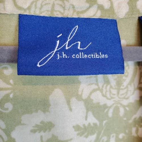 JH Collection Women's Semi-Sheer Floral Spring Green Ombre Button Down Blouse M - Thumbnail 5