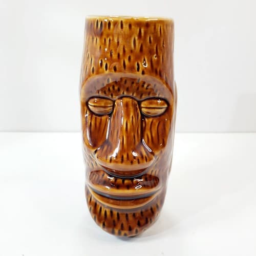 Vintage Shonfeld's Tiki Mug Tumbler Cup Glazed Ceramic Brown Hawaiian Polynesian