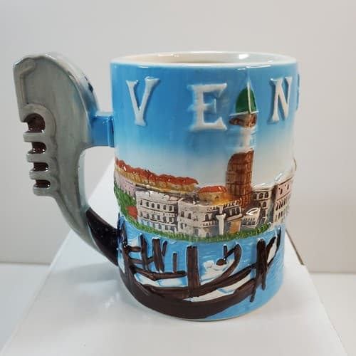 Venezia Ceramic Small Coffee Tea Cup Mug Venice Italy Gondola Embossed Souvenir