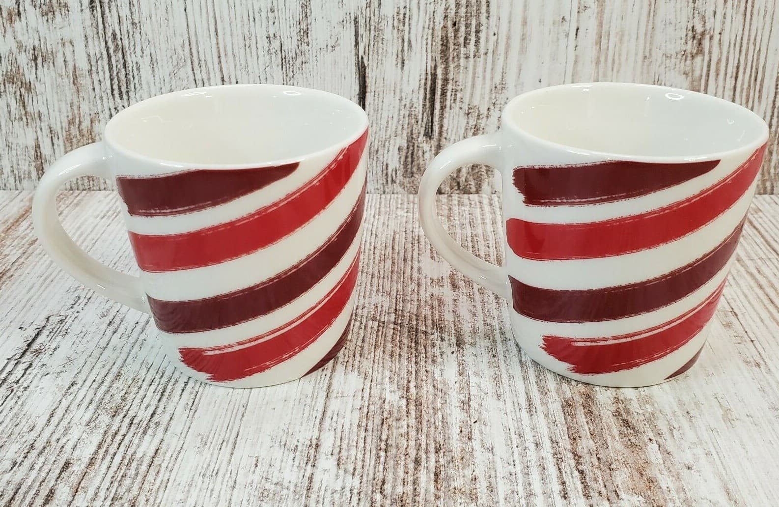 2 Starbucks Coffee 3oz Mini Mug 2014 Cup Holiday Christmas Red White Stripes