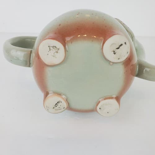 Large Stoneware Pottery Elephant Tea Bag Pocket Caddy Mug Greenish Gray Speckled - Thumbnail 6