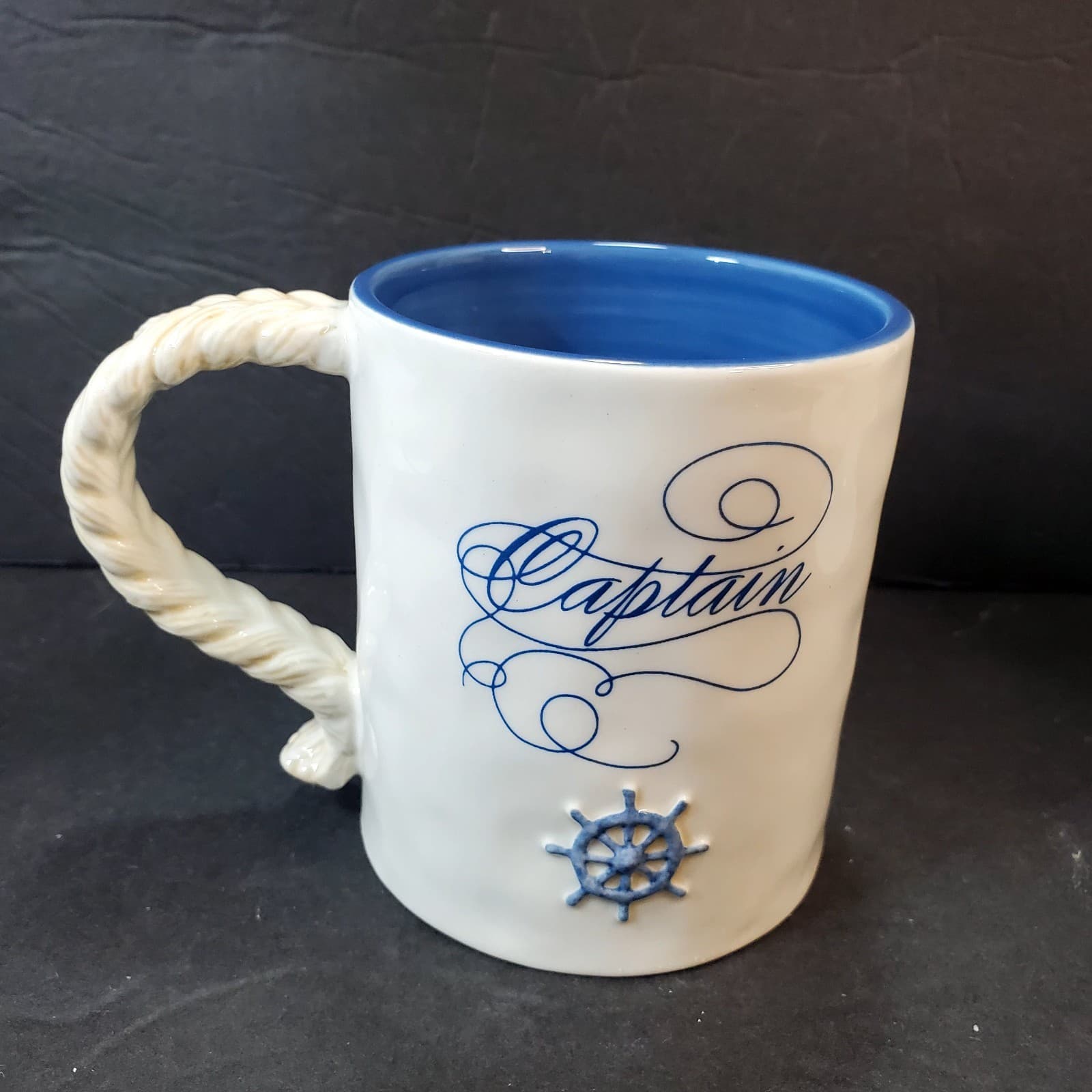 Vintage Captain Mug Nautical 3D Rope Handle Ceramic Partner Grasslands Road