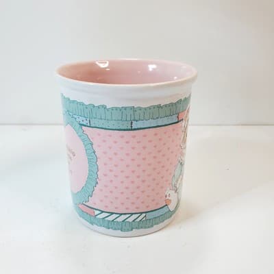 Vtg 1993 Enesco Knitting Sewing Kitty Cat Friendship Mends Heart Coffee Mug Cup - Thumbnail 4
