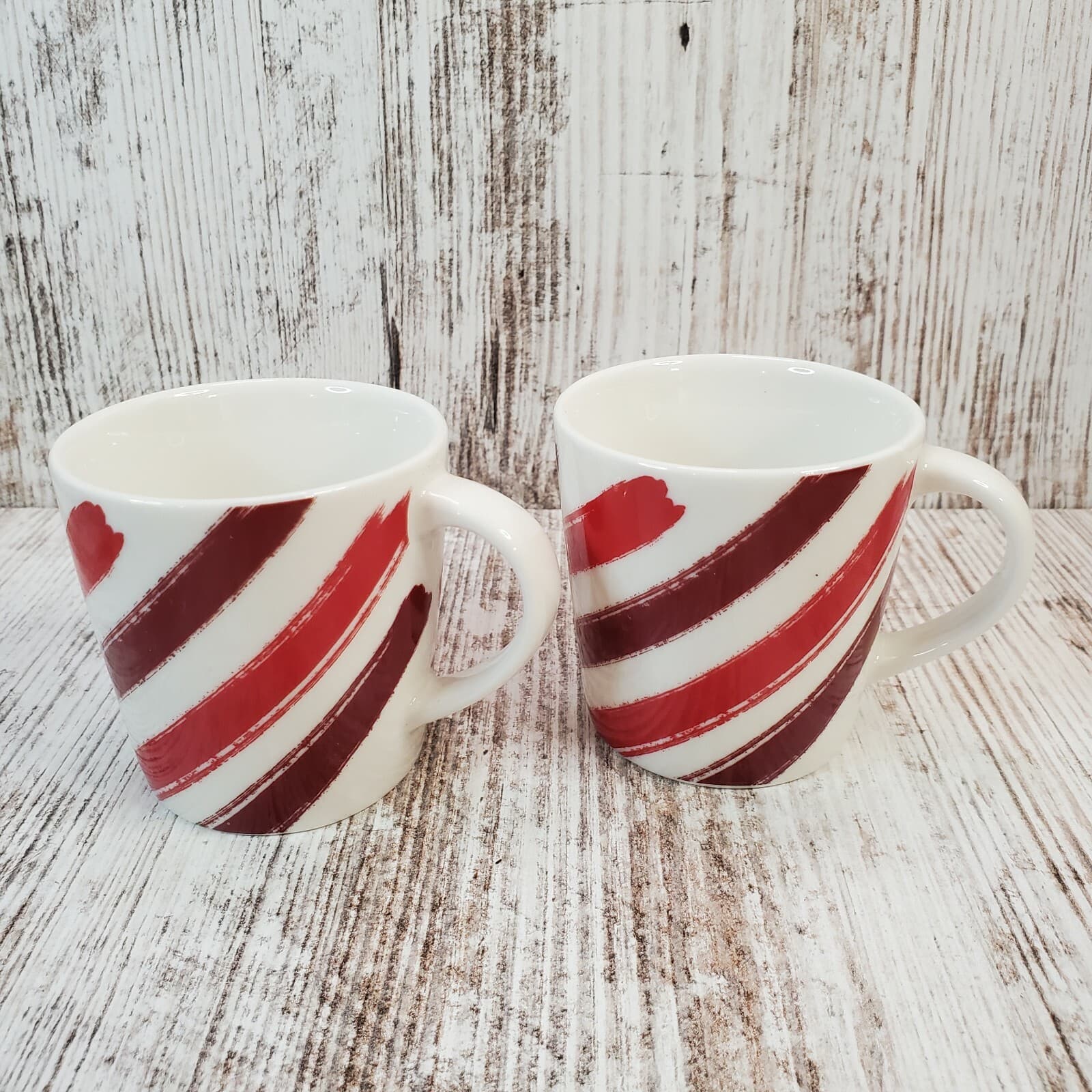 2 Starbucks Coffee 3oz Mini Mug 2014 Cup Holiday Christmas Red White Stripes - Thumbnail 4