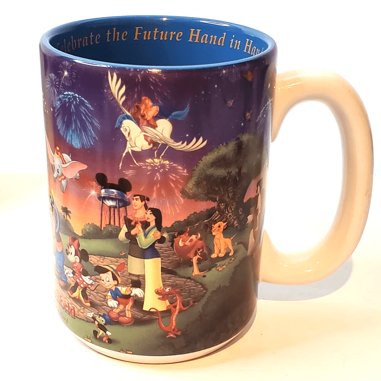Vtg Walt Disney World 2000 Celebrate The Future Hand in Hand Coffee Mug Cup