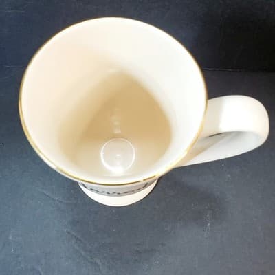 Vtg Harrods London Pedestal Shop Coffee Tea Mug Cup Cream and Gold Collectible - Thumbnail 2