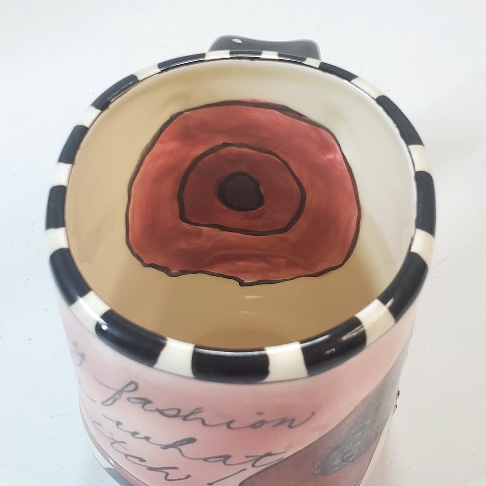 SWAK Coffee Mug I base my fashion taste on what doesn't itch 2004 Signed Kitschy - Thumbnail 3