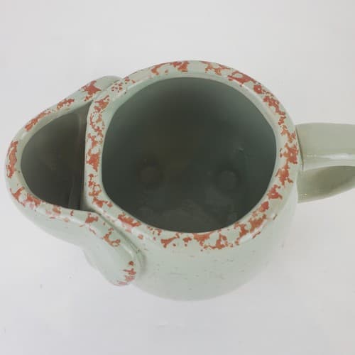 Large Stoneware Pottery Elephant Tea Bag Pocket Caddy Mug Greenish Gray Speckled - Thumbnail 4