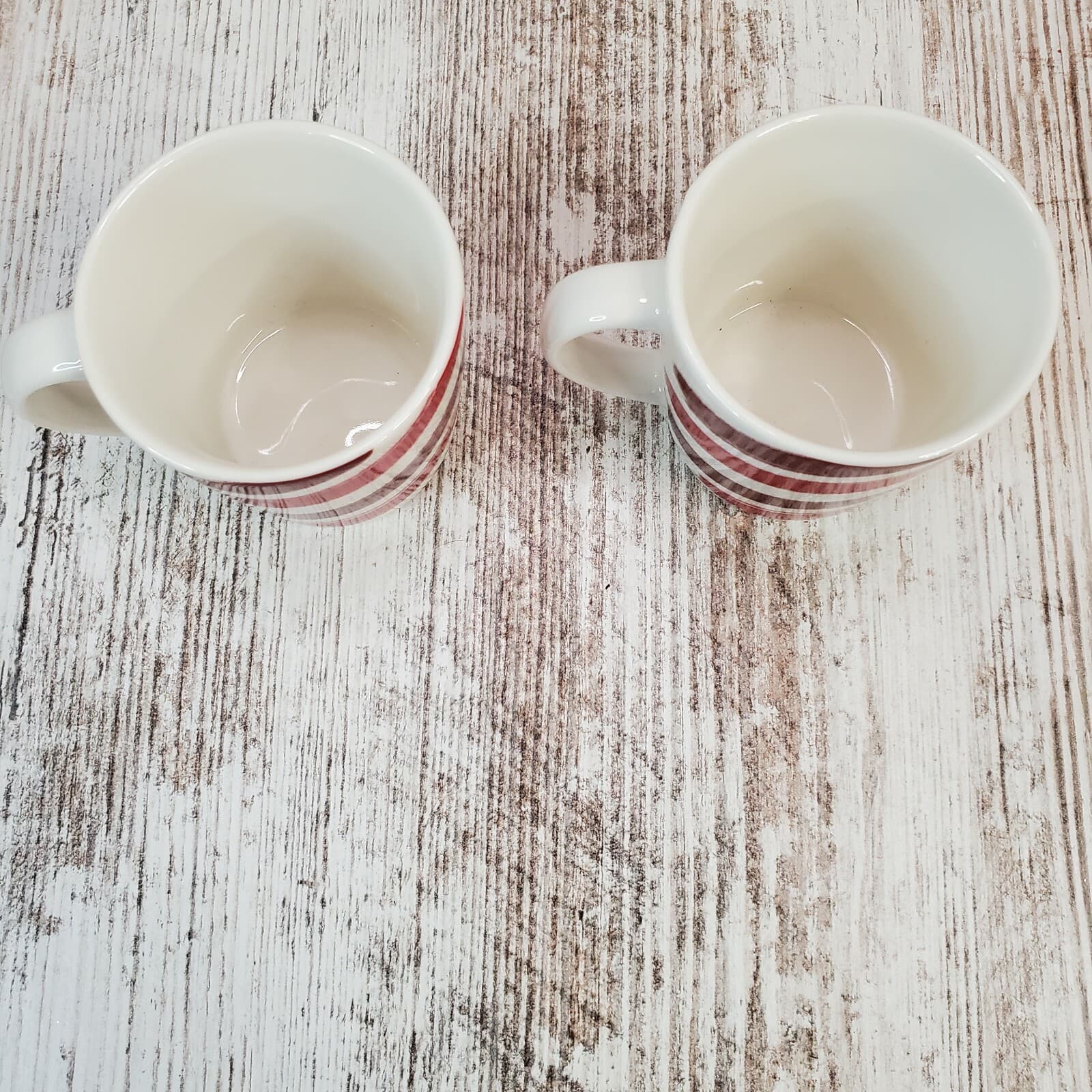 2 Starbucks Coffee 3oz Mini Mug 2014 Cup Holiday Christmas Red White Stripes - Thumbnail 2