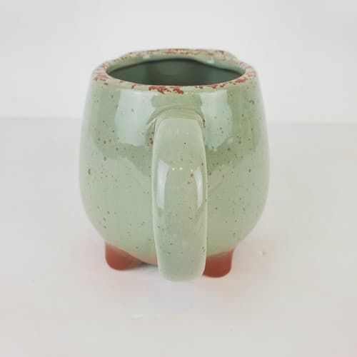 Large Stoneware Pottery Elephant Tea Bag Pocket Caddy Mug Greenish Gray Speckled - Thumbnail 5