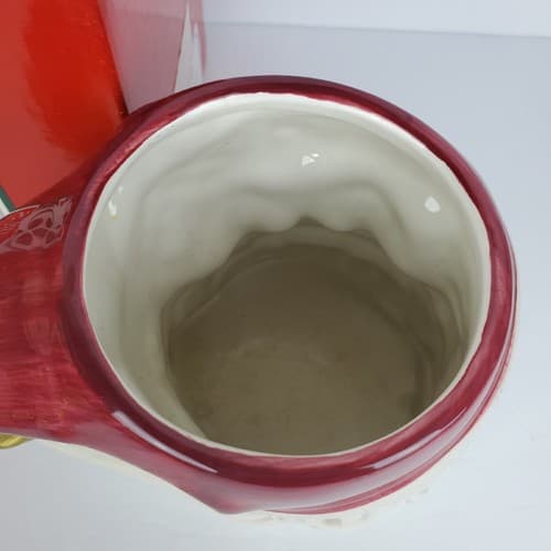 Omnibus By Fitz and Floyd Santa Face Red Hat Holly Handle Ceramic Mug Decor - Thumbnail 5