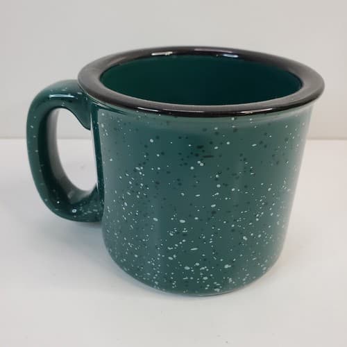 M Ware Montebello Camping and Fishing Green Speckled Camp Style Coffee Mugs Cup - Thumbnail 4