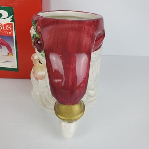 Omnibus By Fitz and Floyd Santa Face Red Hat Holly Handle Ceramic Mug Decor - Thumbnail 6