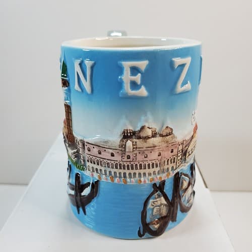 Venezia Ceramic Small Coffee Tea Cup Mug Venice Italy Gondola Embossed Souvenir - Thumbnail 2
