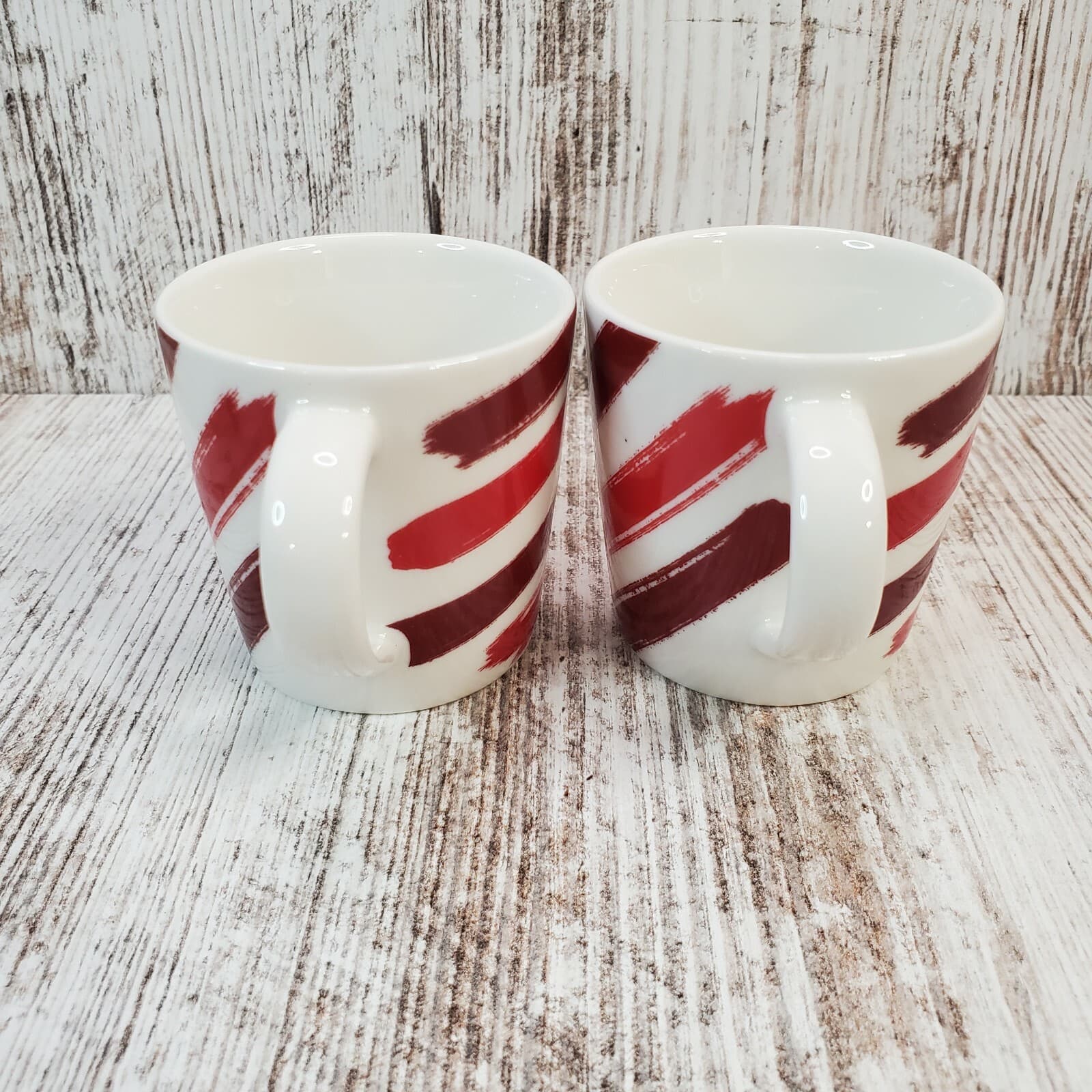 2 Starbucks Coffee 3oz Mini Mug 2014 Cup Holiday Christmas Red White Stripes - Thumbnail 3