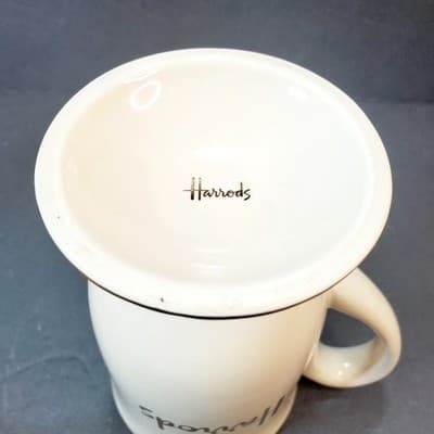 Vtg Harrods London Pedestal Shop Coffee Tea Mug Cup Cream and Gold Collectible - Thumbnail 5