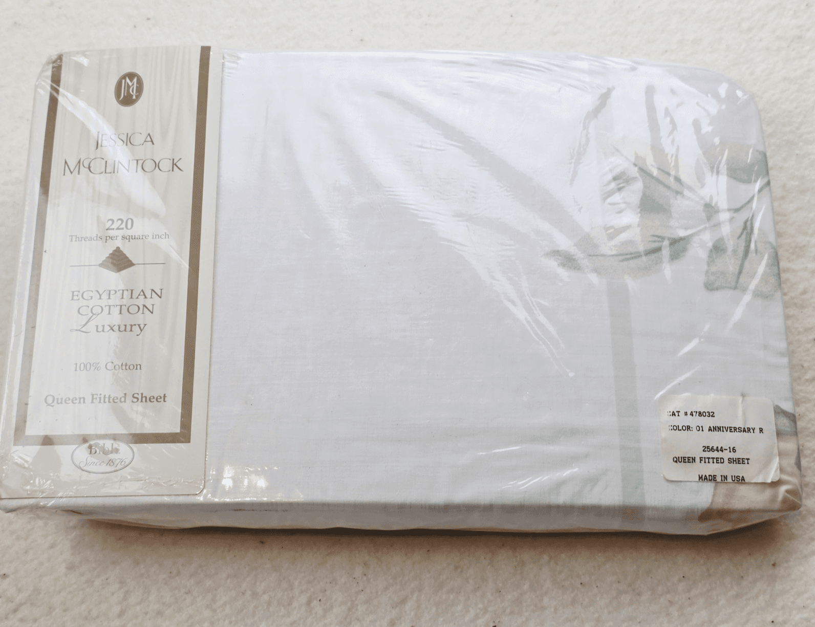 Vtg Jessica McClintock Anniversary Rose Egyptian Cotton Queen Fitted Sheet NOS