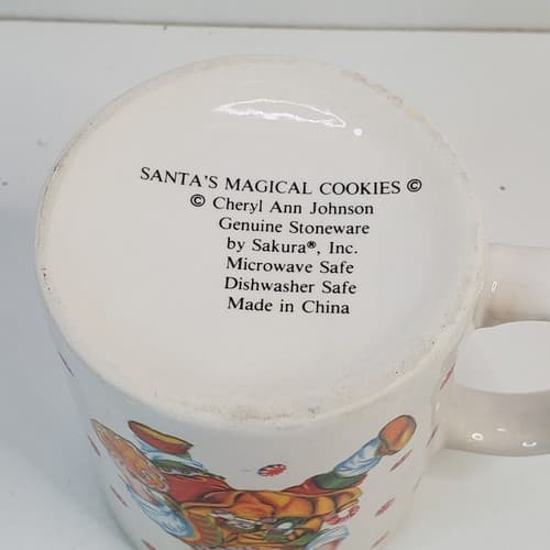 Vtg Sakura Cheryl Ann Johnson Santas Magical Cookies Christmas Coffee Mug Cup - Thumbnail 6