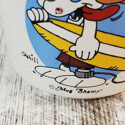 Vintage Mug Shanty Coffee Mug Dog Surfer Hang Ten Tea Cup signed Cahill - Thumbnail 2