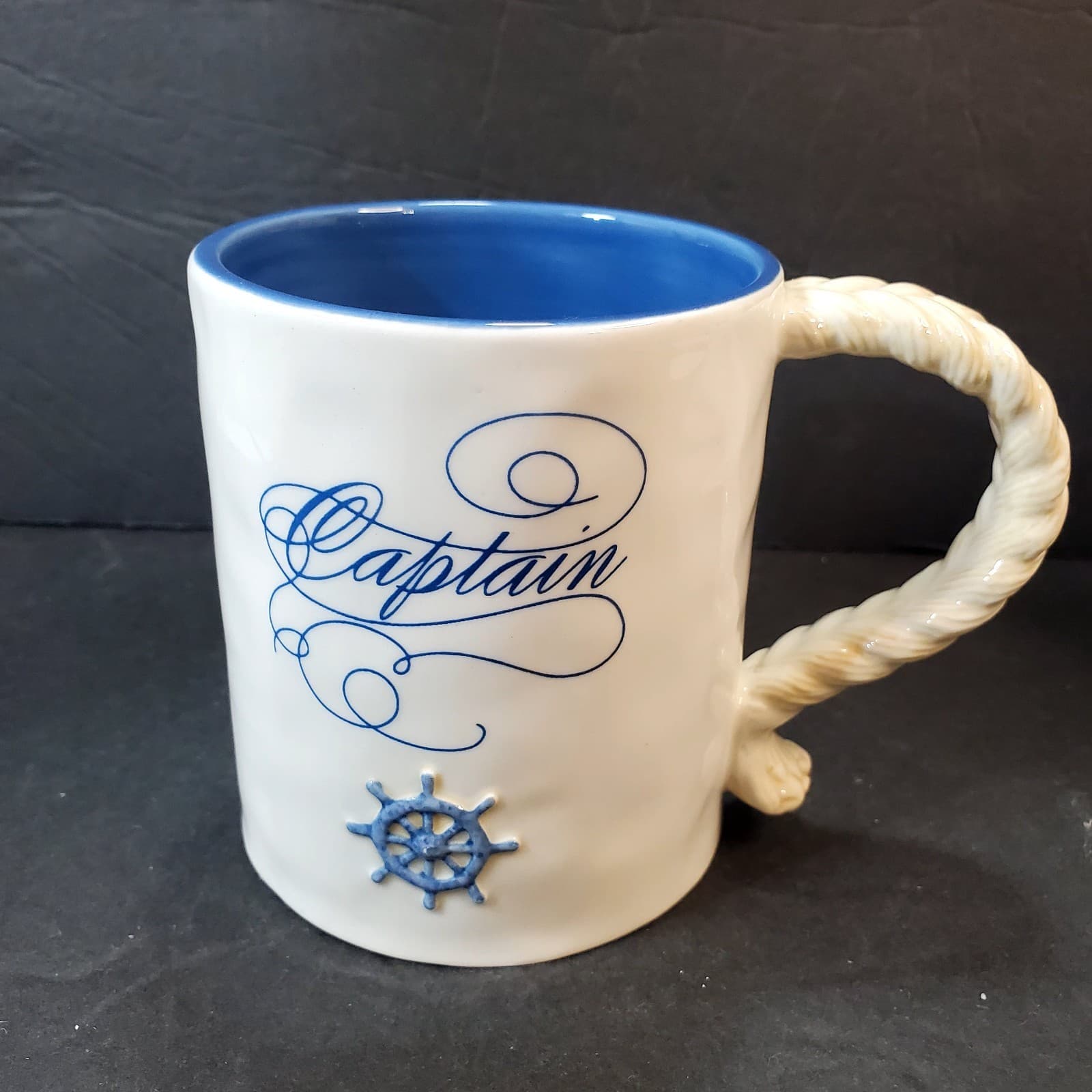 Vintage Captain Mug Nautical 3D Rope Handle Ceramic Partner Grasslands Road - Thumbnail 3