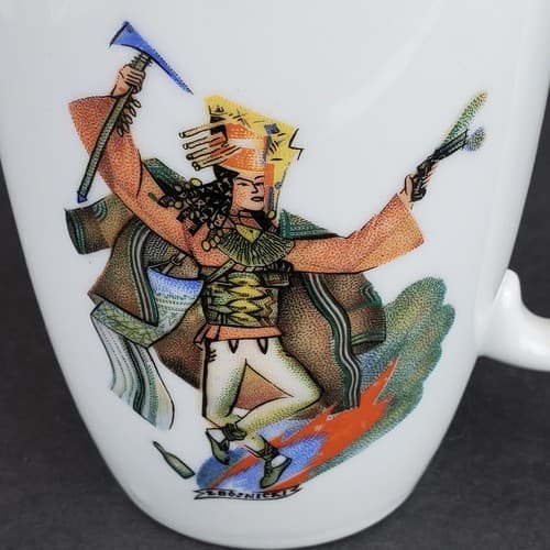 Vintage Wloclawek Porcelain Mug Traditional Folk Art Dancer Made in Poland - Thumbnail 2