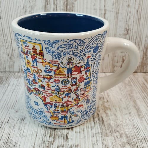 180 degrees stoneware Texas Star State Flags Paisley Coffee Tea Mug Cup - Thumbnail 2