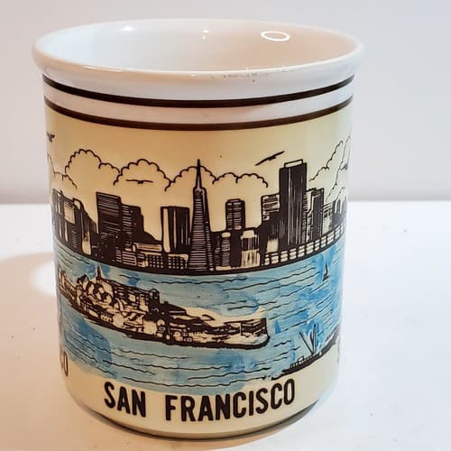 Vintage 1988 R&S San Francisco Souvenir Ceramic Coffee Mug Golden Gate Bridge - Thumbnail 3