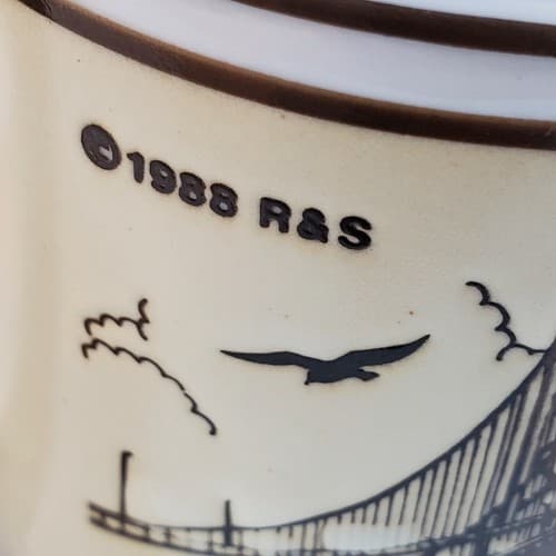 Vintage 1988 R&S San Francisco Souvenir Ceramic Coffee Mug Golden Gate Bridge - Thumbnail 2