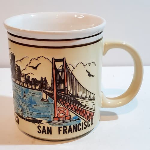 Vintage 1988 R&S San Francisco Souvenir Ceramic Coffee Mug Golden Gate Bridge - Thumbnail 4