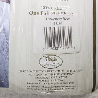 Vtg Jessica McClintock Anniversary Rose Egyptian Cotton Full Flat Sheet NOS - Thumbnail 6