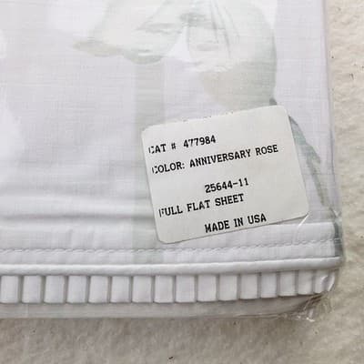 Vtg Jessica McClintock Anniversary Rose Egyptian Cotton Full Flat Sheet NOS - Thumbnail 2
