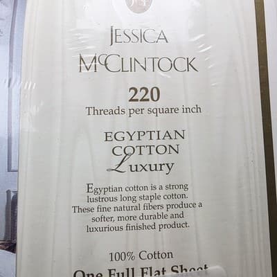 Vtg Jessica McClintock Anniversary Rose Egyptian Cotton Full Flat Sheet NOS - Thumbnail 7