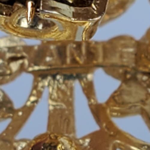 Vintage Avante Gold Tone Openwork Metal Multicolor Rhinestone Angel Brooch Pin - Thumbnail 4