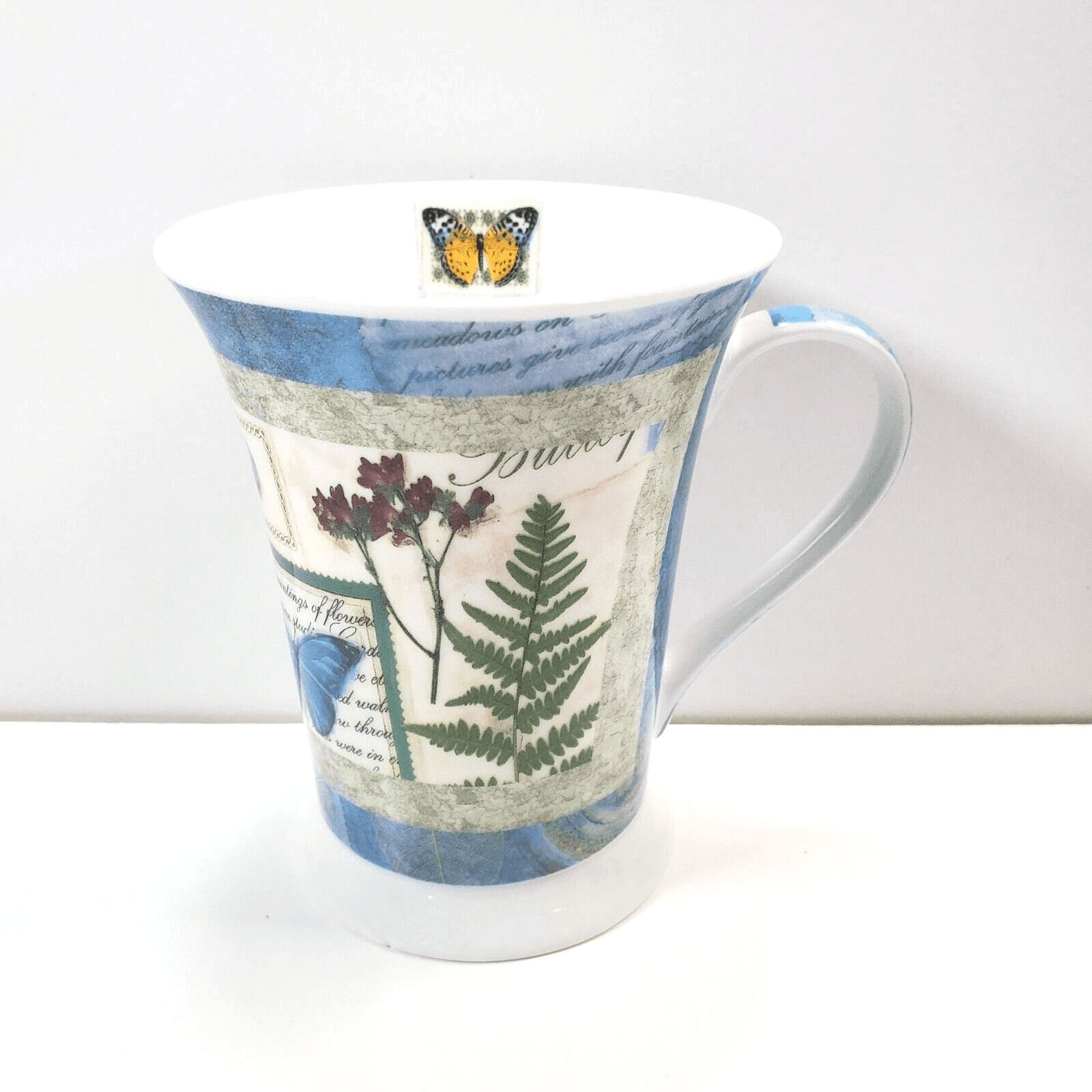 Pimpernel Porcelain Botanical Butterfly Flower Fern Flared Coffee Tea Mug